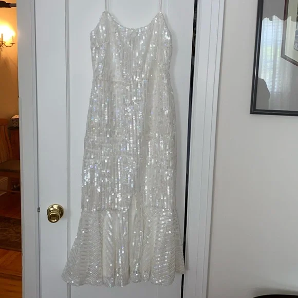 Red Dress White Sequin Dress Lulu’s Medium - Picture 6 of 8